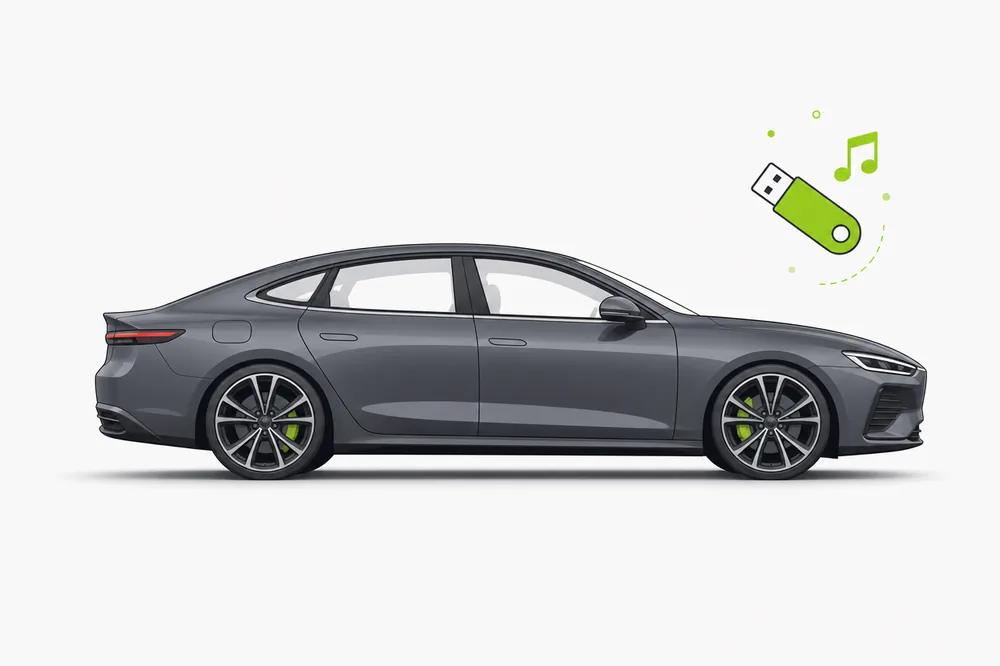 Illustration of a Honda Accord with a USB music stick