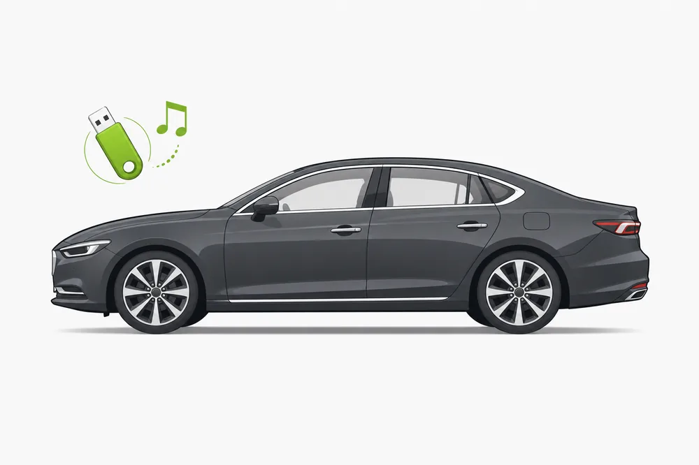 Illustration of a Toyota Camry with a USB music stick