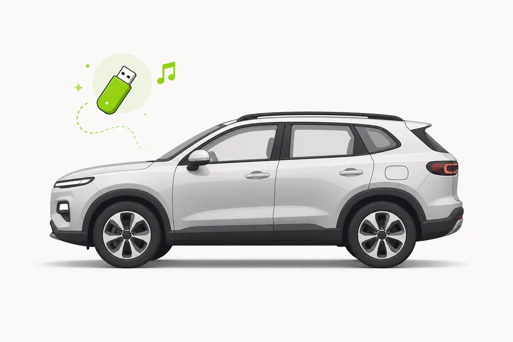 Illustration of a Honda CR-V with a USB music stick