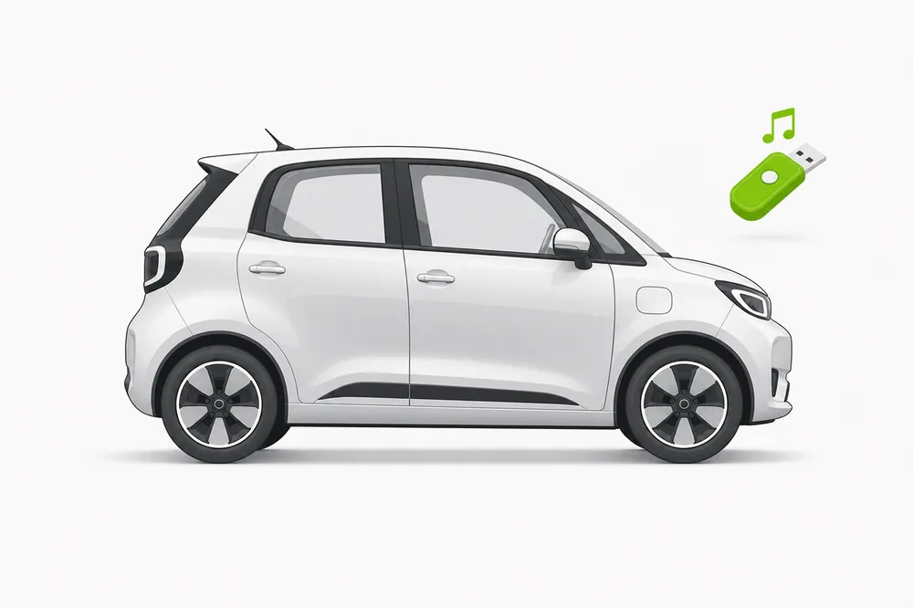 Illustration of a Honda Fit / Jazz with a USB music stick