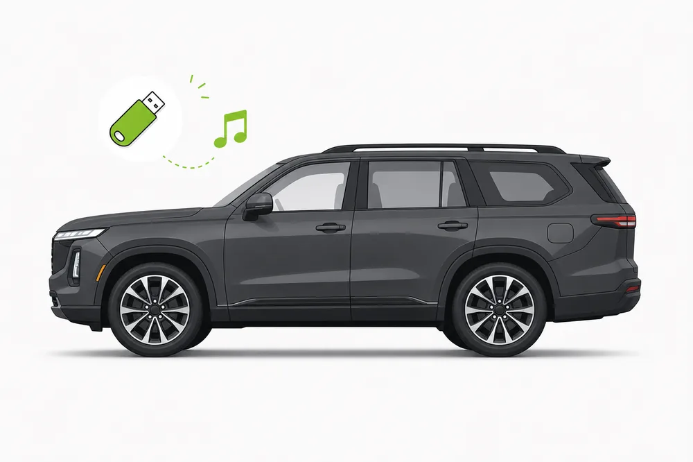 Illustration of a Honda Pilot with a USB music stick
