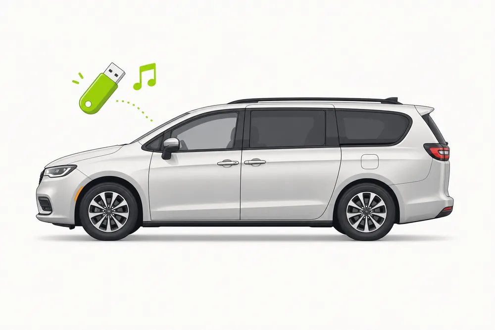Illustration of a Toyota Sienna with a USB music stick
