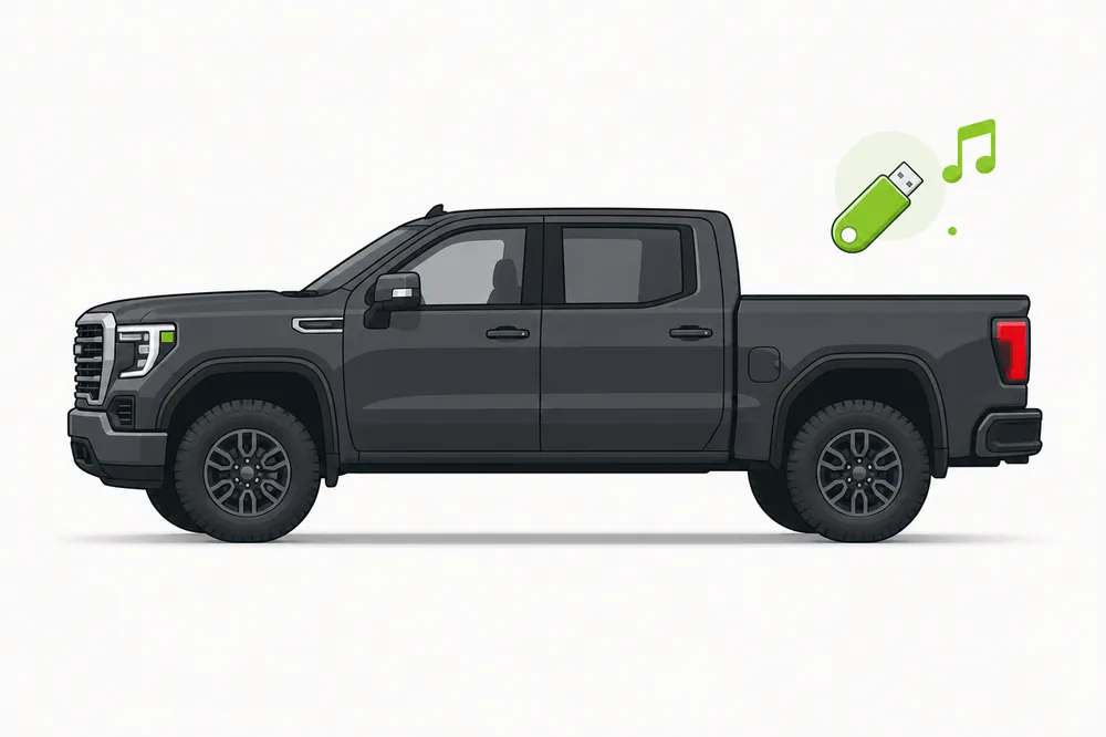 Illustration of a Toyota Tundra with a USB music stick