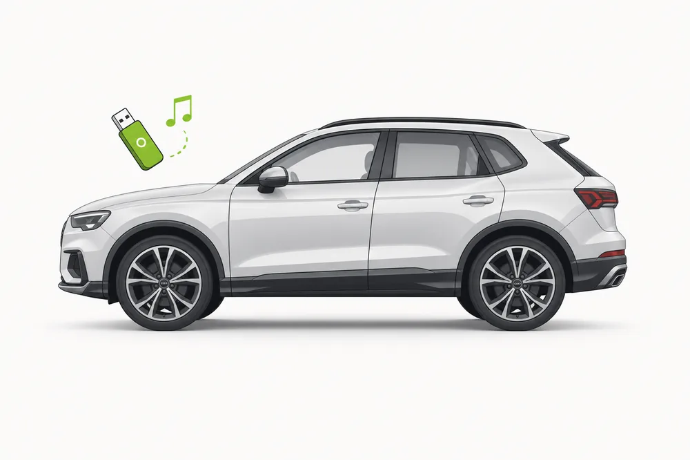 Illustration of a BMW X3 with a USB music stick
