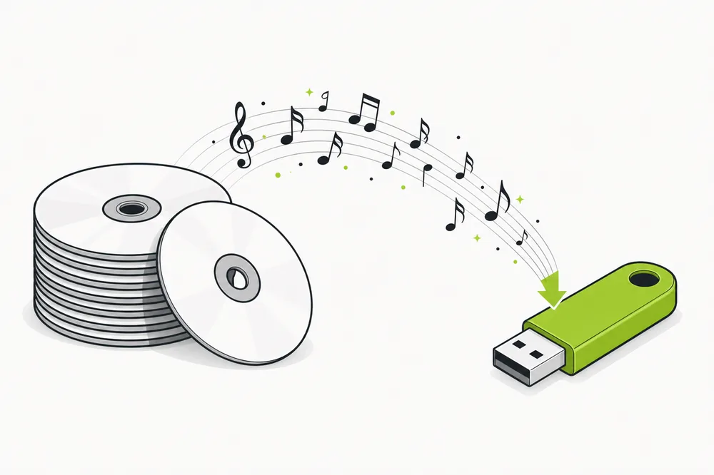 Copy CDs to USB — illustration