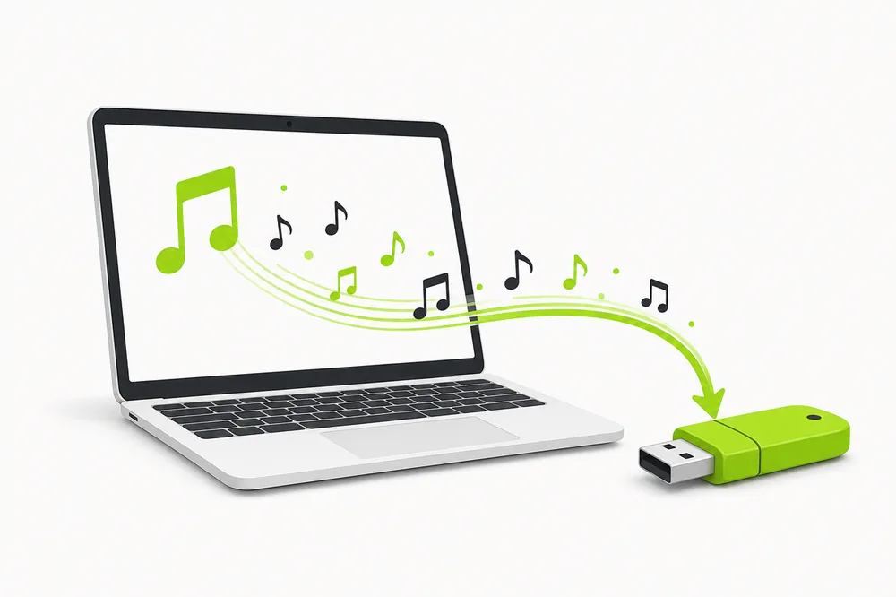 Put music on a USB stick — illustration