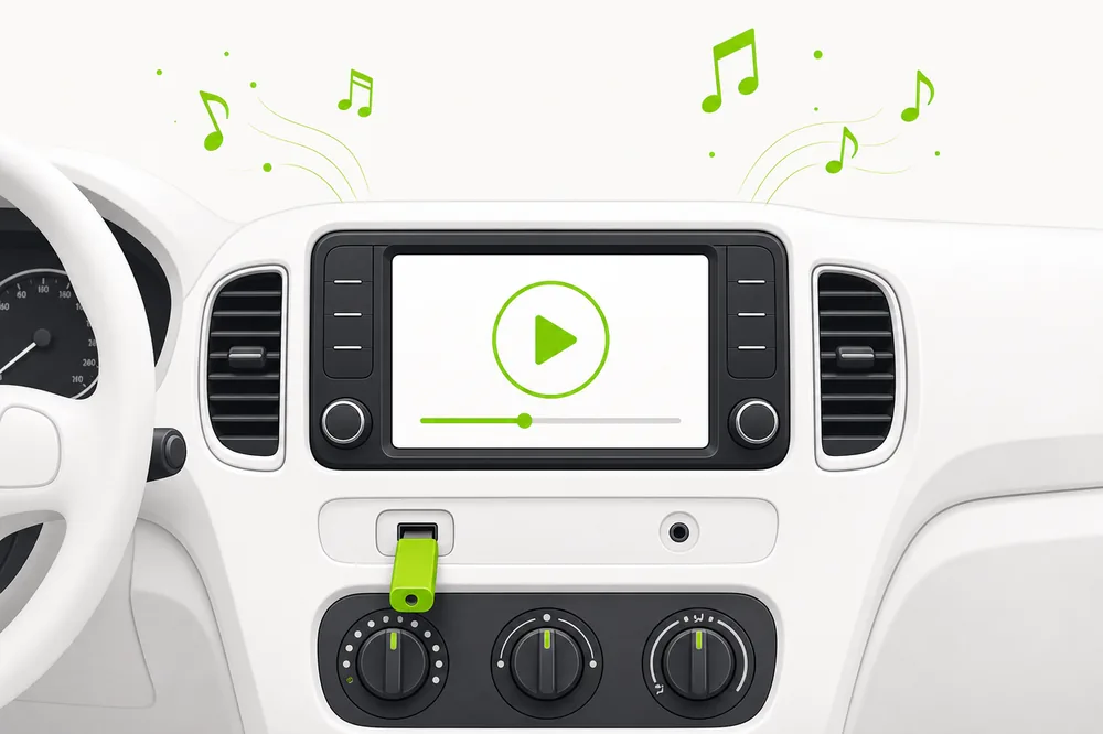 Play USB music in the car — illustration